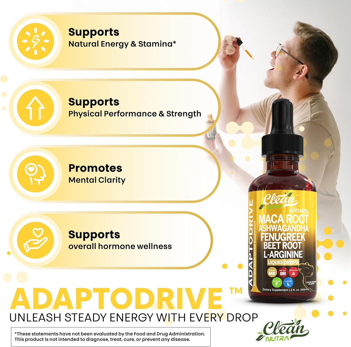 Adapto Drive Organic Maca Root Liquid Drops – Energy, Hormone Balance & Vitality Support – Liquid Multivitamin for Women & Men