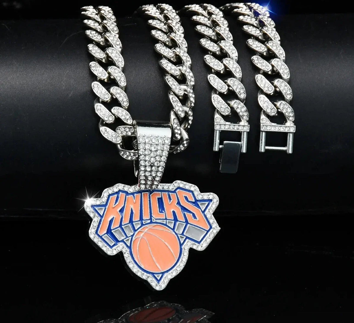 New York Knicks GEM NECKLACE Gold/Silver Bling Hip Hop Pendant & 24'' Chain
