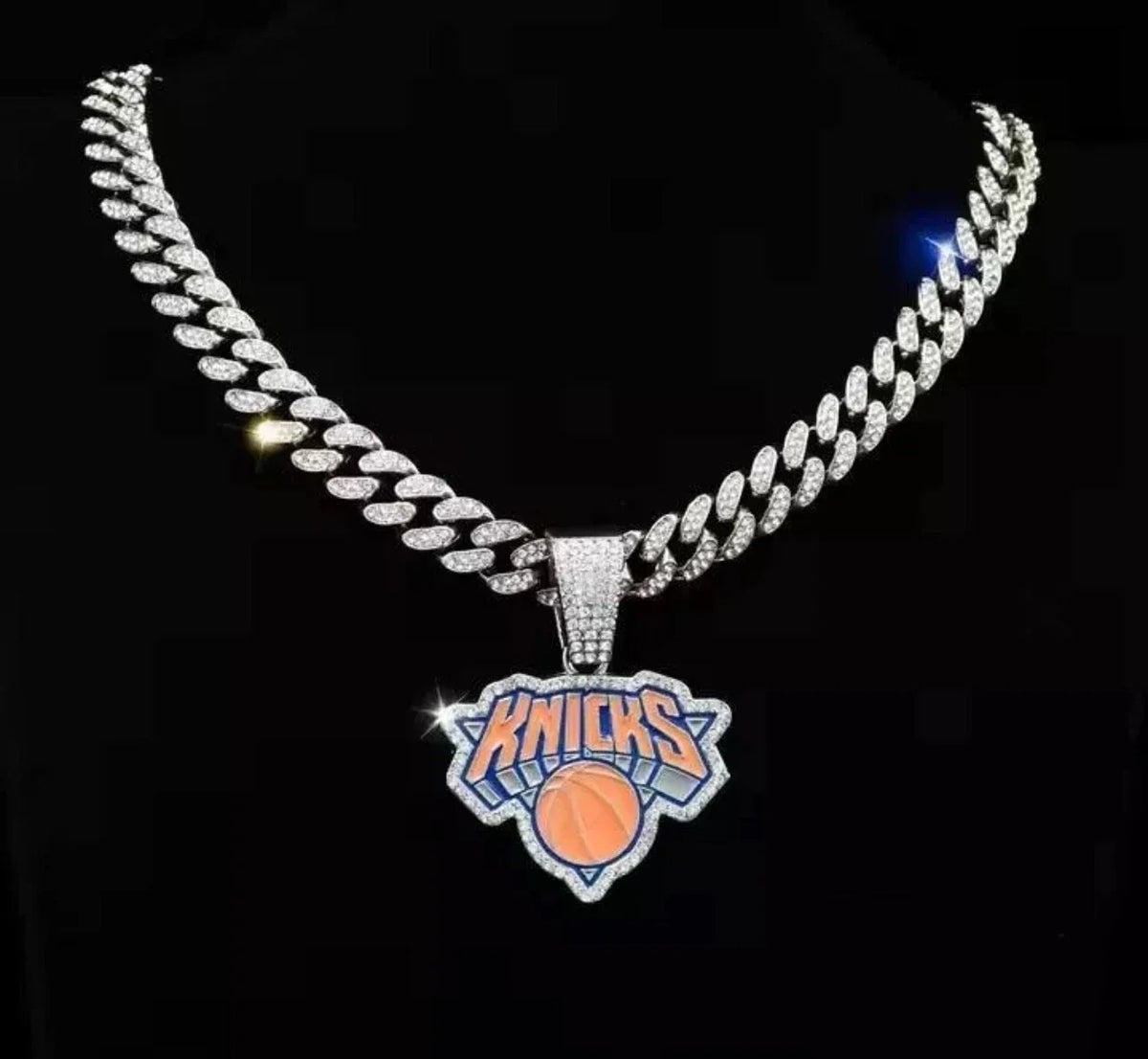 New York Knicks GEM NECKLACE Gold/Silver Bling Hip Hop Pendant & 24'' Chain