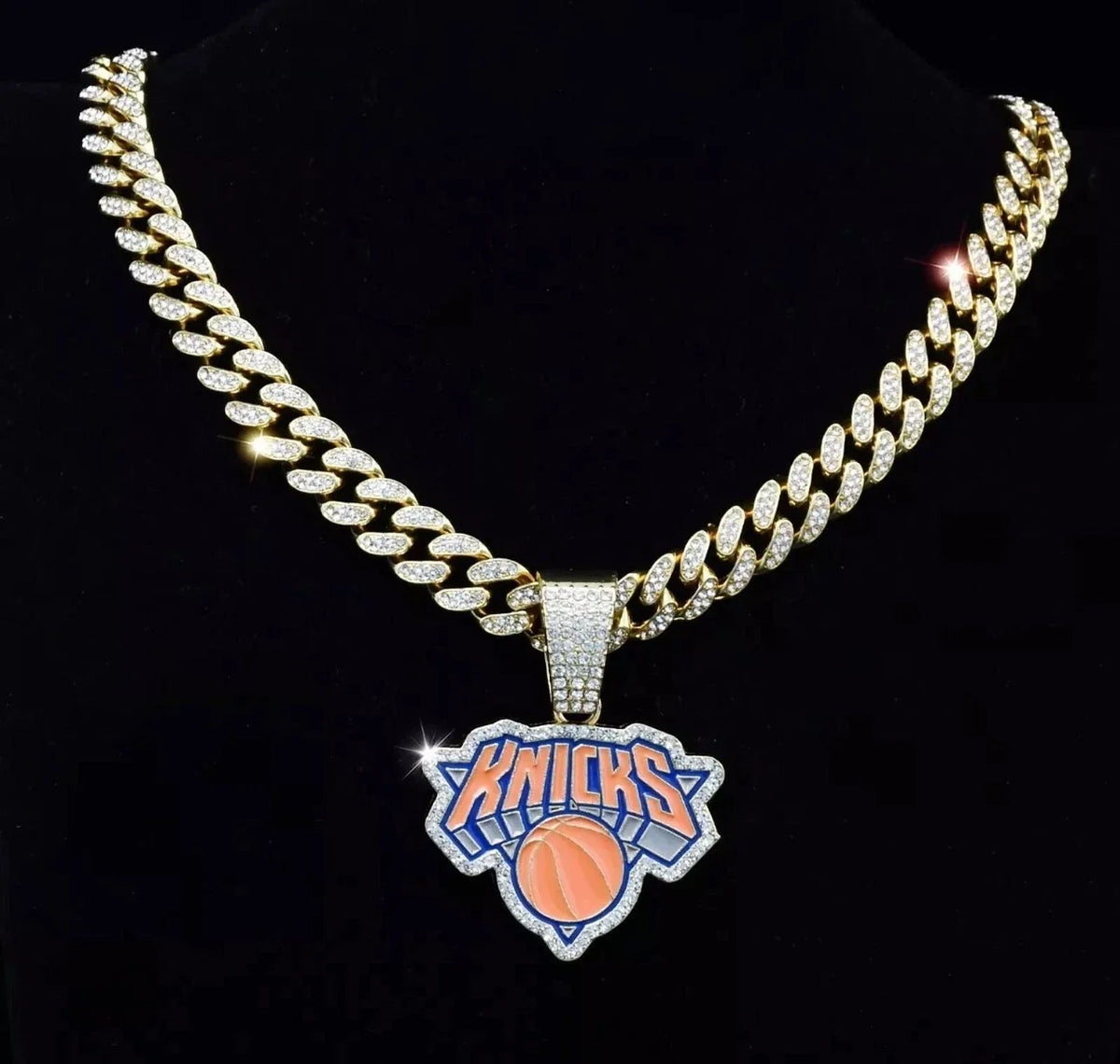 New York Knicks GEM NECKLACE Gold/Silver Bling Hip Hop Pendant & 24'' Chain