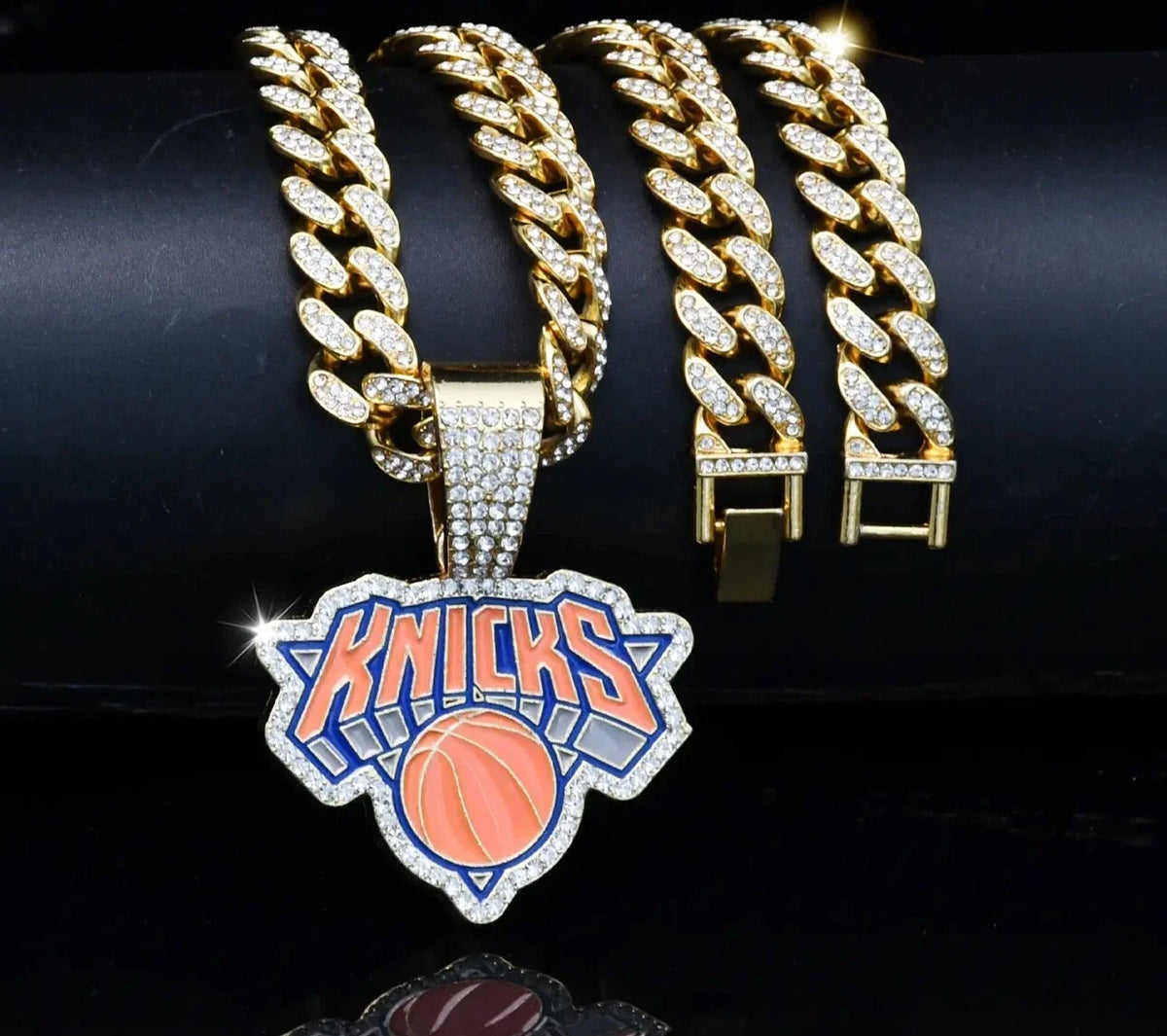 New York Knicks GEM NECKLACE Gold/Silver Bling Hip Hop Pendant & 24'' Chain